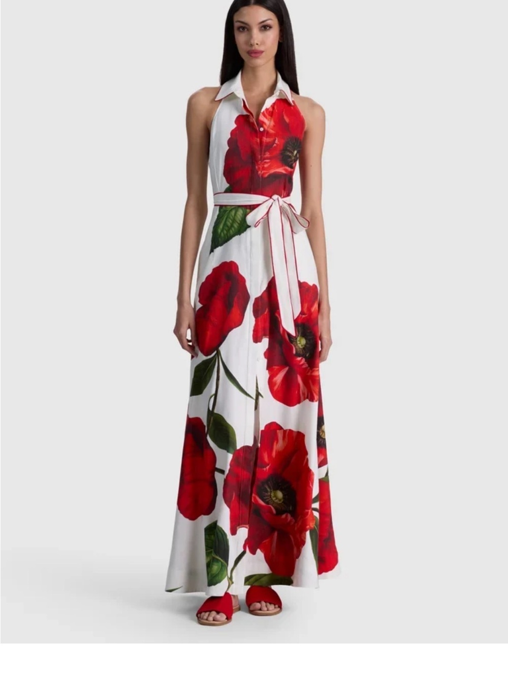 Alice & Olivia Chassidy Summer Poppy Halter top shirt dress